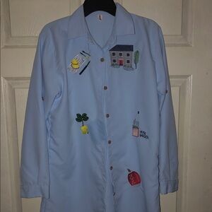 Embroidered Light Blue Button-Up Shirt
